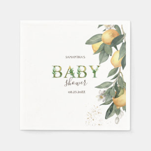 Servilleta De Papel Watercolor Lemons Green Baby Shower
