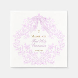 Servilleta De Papel watercolor lilac crest First Holy Communion