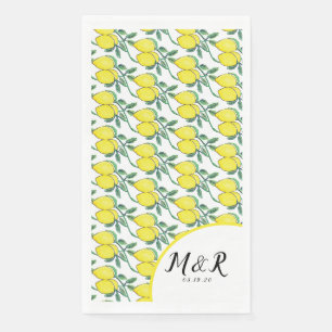 Servilleta De Papel Watercolor Limón Verde Citrus Boda Amarillo
