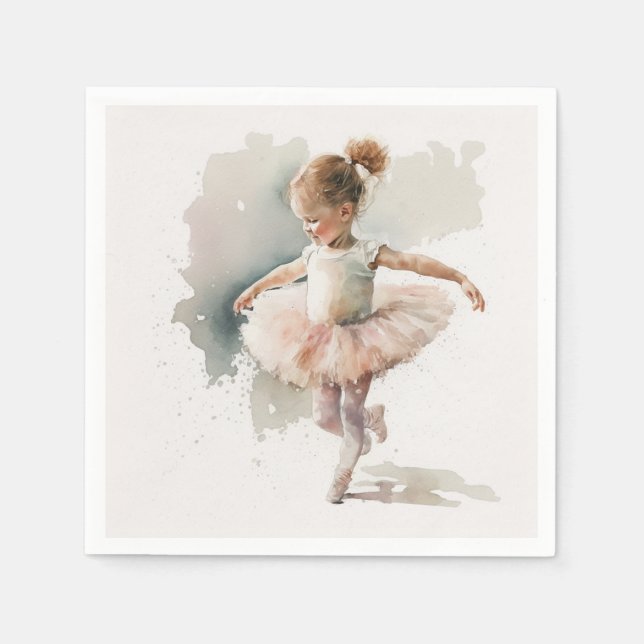 Servilleta De Papel Watercolor Little Ballerina Napkins (Anverso)