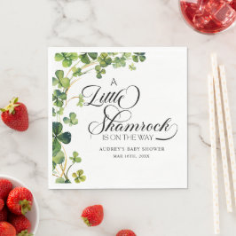 Servilleta De Papel Watercolor Little Shamrock Script Baby Shower
