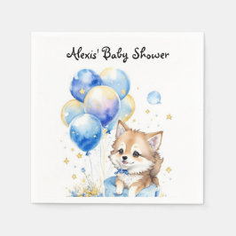 Servilleta De Papel Watercolor Little Wolf Baby Shower