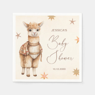Servilleta De Papel Watercolor Llama Boho Beige Baby Shower