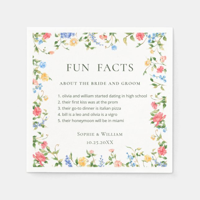 Servilleta De Papel Watercolor Meadow Wildflower Boho Boda (Anverso)