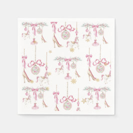 Servilleta De Papel  Watercolor Merry Christmas Nutcracker ballet pink