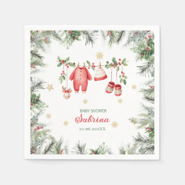 Servilleta De Papel  Watercolor Merry Christmas Santa Christmas baby s