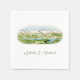 Servilleta De Papel Watercolor Mountain Scene Cocktail Napkin
