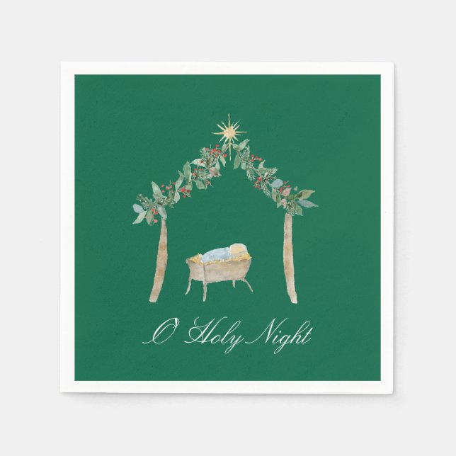 Servilleta De Papel Watercolor Nativity  (Anverso)