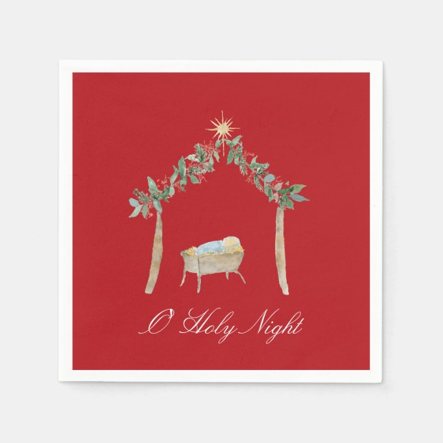 Servilleta De Papel Watercolor Nativity  (Anverso)