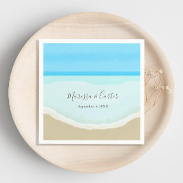 Servilleta De Papel Watercolor Ocean Beach Wedding
