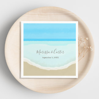 Servilleta De Papel Watercolor Ocean Beach Wedding
