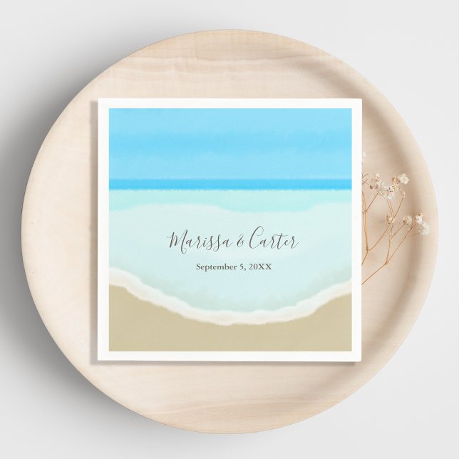Servilleta De Papel Watercolor Ocean Beach Wedding (Subido por el creador)