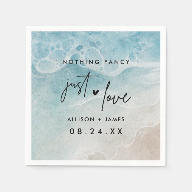 Servilleta De Papel Watercolor Ocean Beach Wedding Elopement (Anverso)