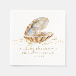 Servilleta De Papel Watercolor Ocean Little Pearl Baby Shower Napkins