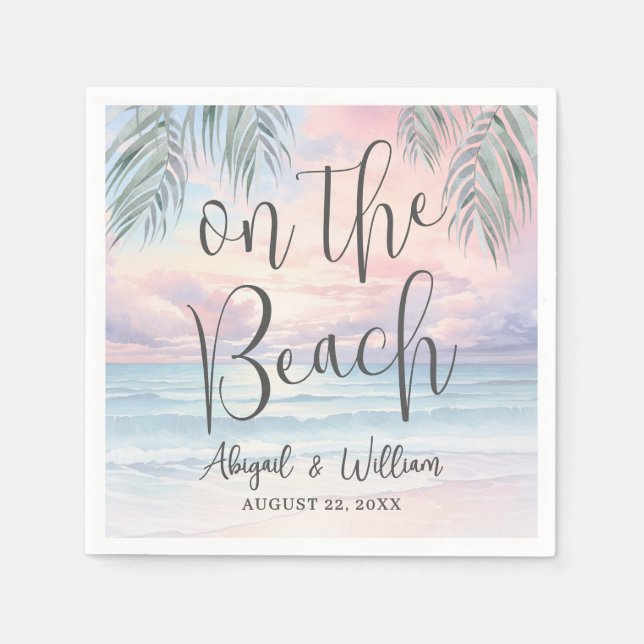 Servilleta De Papel Watercolor On The Beach Wedding (Anverso)