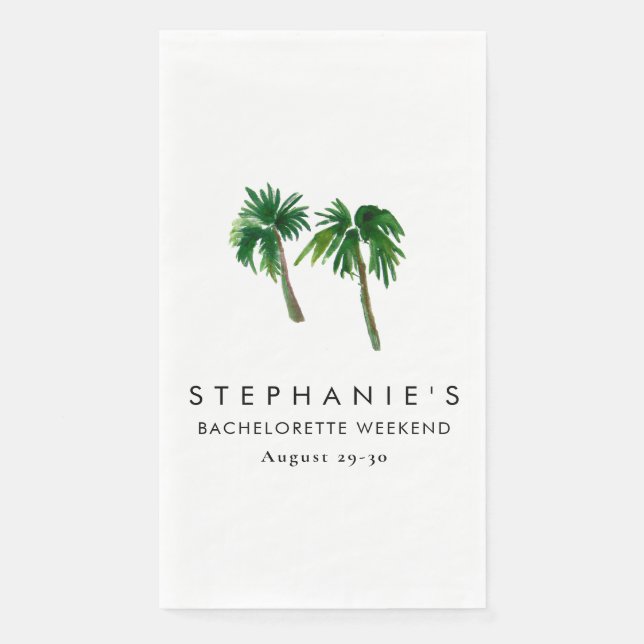 Servilleta De Papel Watercolor Palm Trepical Tropical Bachelorette (Anverso)