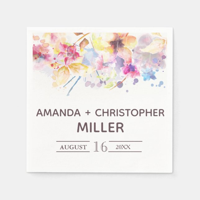 Servilleta De Papel Watercolor Pastel Floral | Napkins (Anverso)