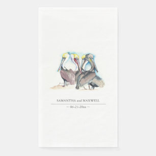 Servilleta De Papel Watercolor Pelicans Beach Wedding