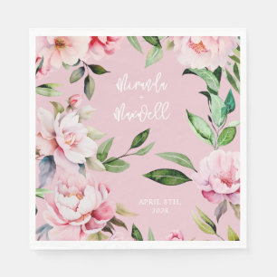 Servilleta De Papel Watercolor Peony Magnolia Boda Pink