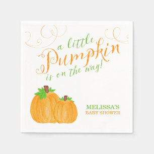 Servilleta De Papel Watercolor Pequeña Calabaza Caída Baby Shower