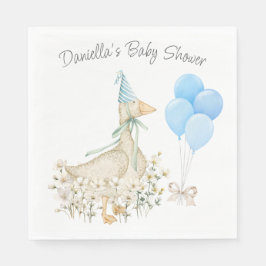 Servilleta De Papel Watercolor Pequeña Goose Flor azul globos