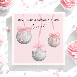 Servilleta De Papel Watercolor Pink Bow Cinta Plata Disco Ball
