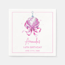 Servilleta De Papel Watercolor Pink Disco Coquette Sweet 16 Cumpleaños
