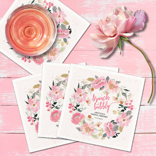 Servilleta De Papel Watercolor Pink Garden Flores Bridal Shower