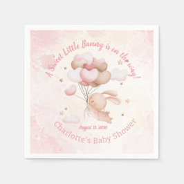 Servilleta De Papel Watercolor Pink Heart globons Bunny Baby Shower