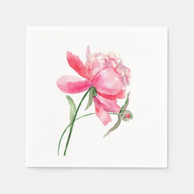 Servilleta De Papel WATERCOLOR Pink PEONY Napkins (Anverso)