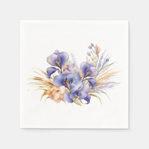 Servilleta De Papel Watercolor Purple Iris Bouquet