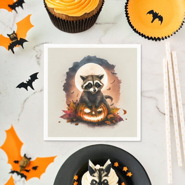 Servilleta De Papel Watercolor Raccoon Halloween (Subido por el creador)