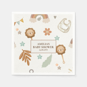 Servilleta De Papel Watercolor Rainbow Boho Género Neutral Baby Shower
