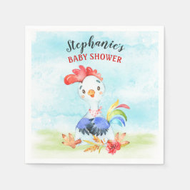 Servilleta De Papel Watercolor Rooster Baby Shower Farm