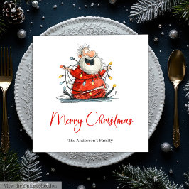 Servilleta De Papel Watercolor Santa Funny Editable Holiday Napkins