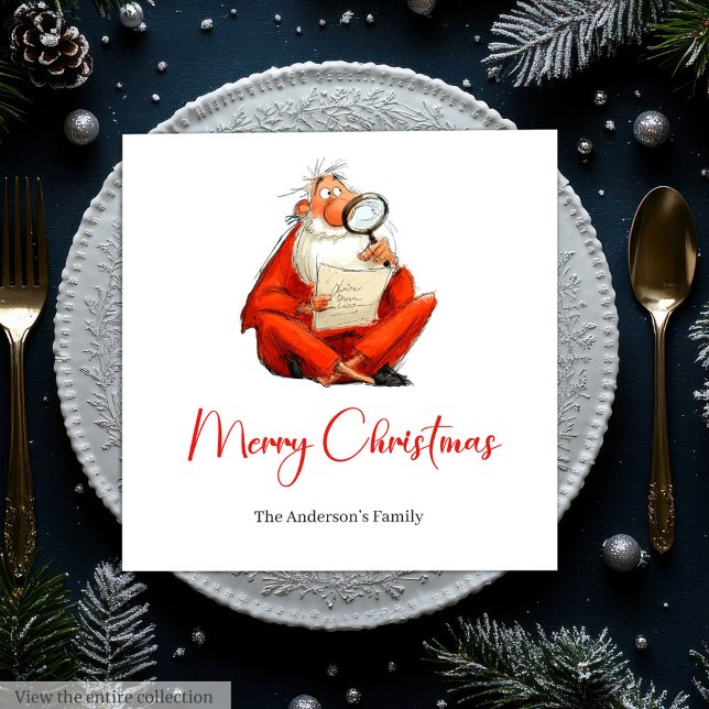 Servilleta De Papel Watercolor Santa Funny Holiday Cocktail Napkins (Watercolor Santa Funny Holiday Cocktail Napkins)