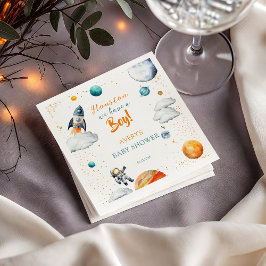 Servilleta De Papel Watercolor Space Baby Shower Napkins Rocket Planet