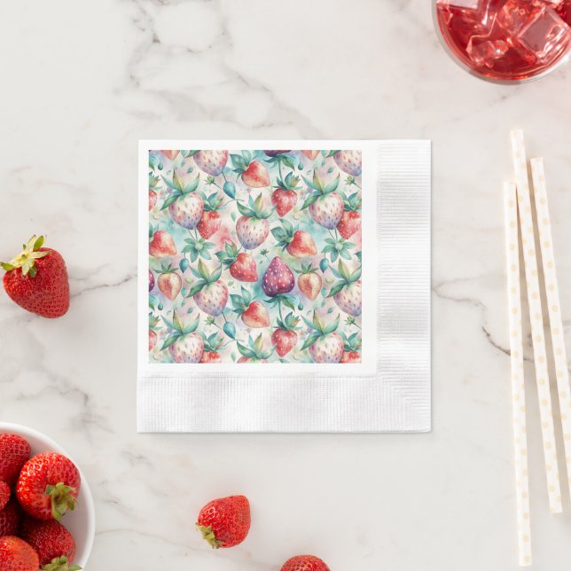Servilleta De Papel Watercolor Strawberry (In situ)