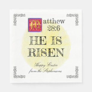 Servilleta De Papel Watercolor Sun Matthew 28 6 Se Levanta Pascua