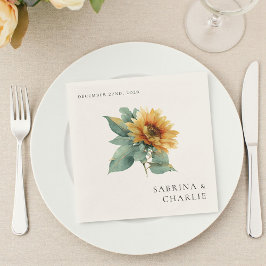 Servilleta De Papel Watercolor Sunflower Rustic Floral Wedding