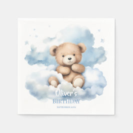 Servilleta De Papel Watercolor Teddy Bear Clouds