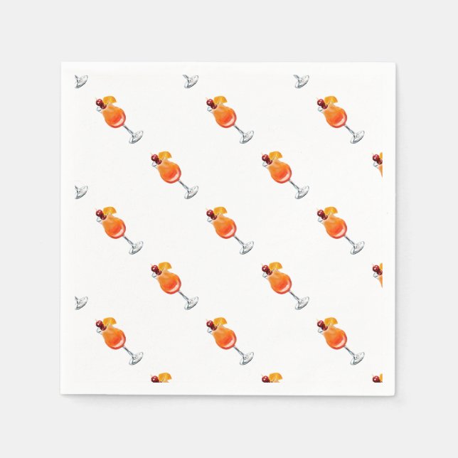 Servilleta De Papel Watercolor Tequila Sunrise Coctail (Anverso)