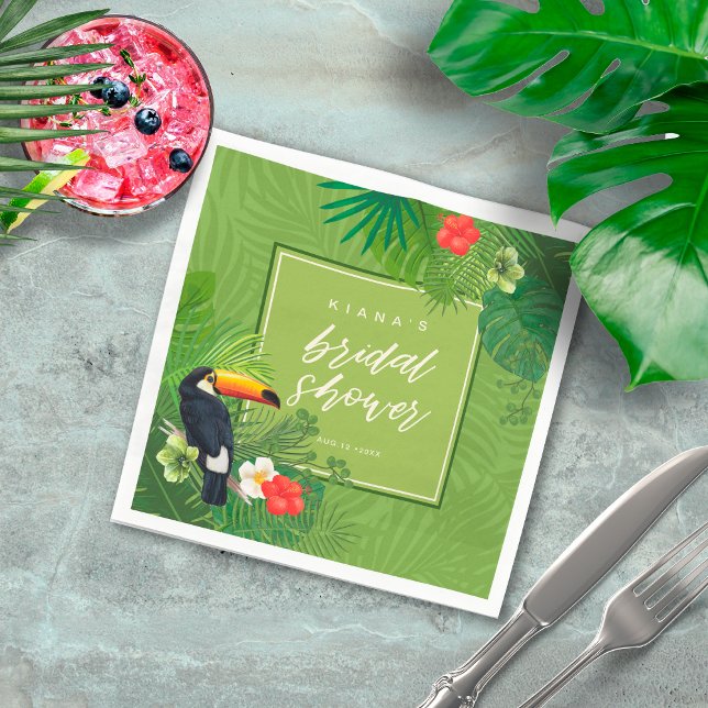 Servilleta De Papel Watercolor Tropical Bridal Shower Green ID577 (Subido por el creador)