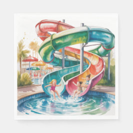 Servilleta De Papel Watercolor Waterslide Kids Birthday Party