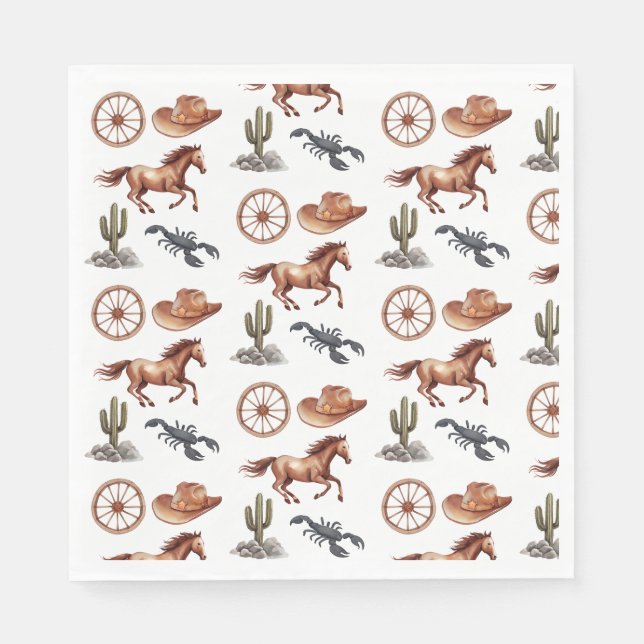 Servilleta De Papel Watercolor Western Kid Art (Anverso)