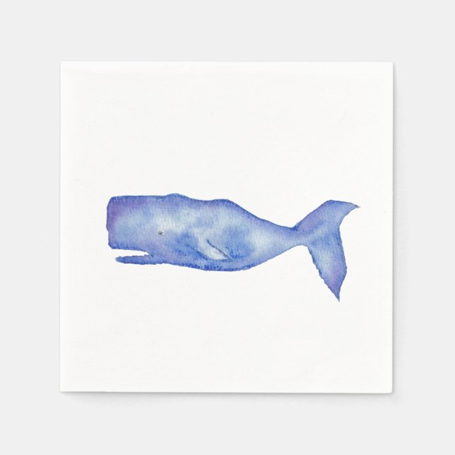 Servilleta De Papel Watercolor whale cocktail, napkins (Anverso)