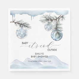 Servilleta De Papel Watercolor Winter Mountain Snowflake Baby Shower