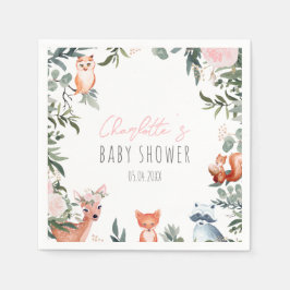 Servilleta De Papel Watercolor Woodland Animals Baby Shower Napkins