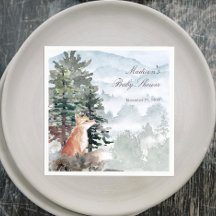 Watercolor Woodland Forest Fox Baby Shower