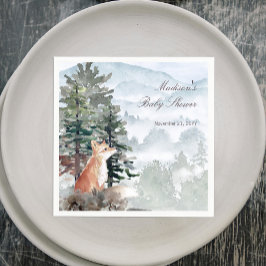 Servilleta De Papel Watercolor Woodland Forest Fox Baby Shower